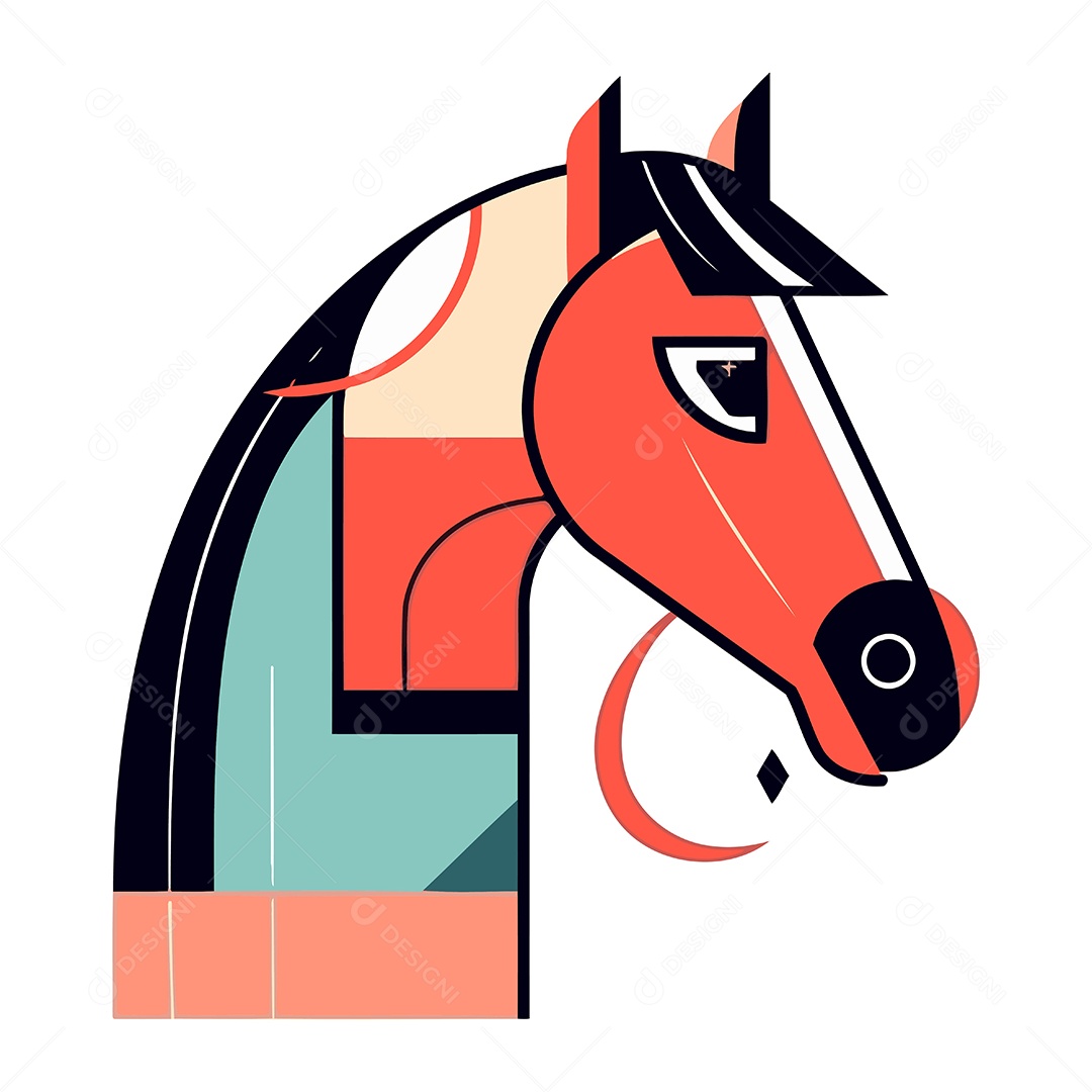 Cabeça de Cavalo Desenho Animado Ilustração Vetor EPS