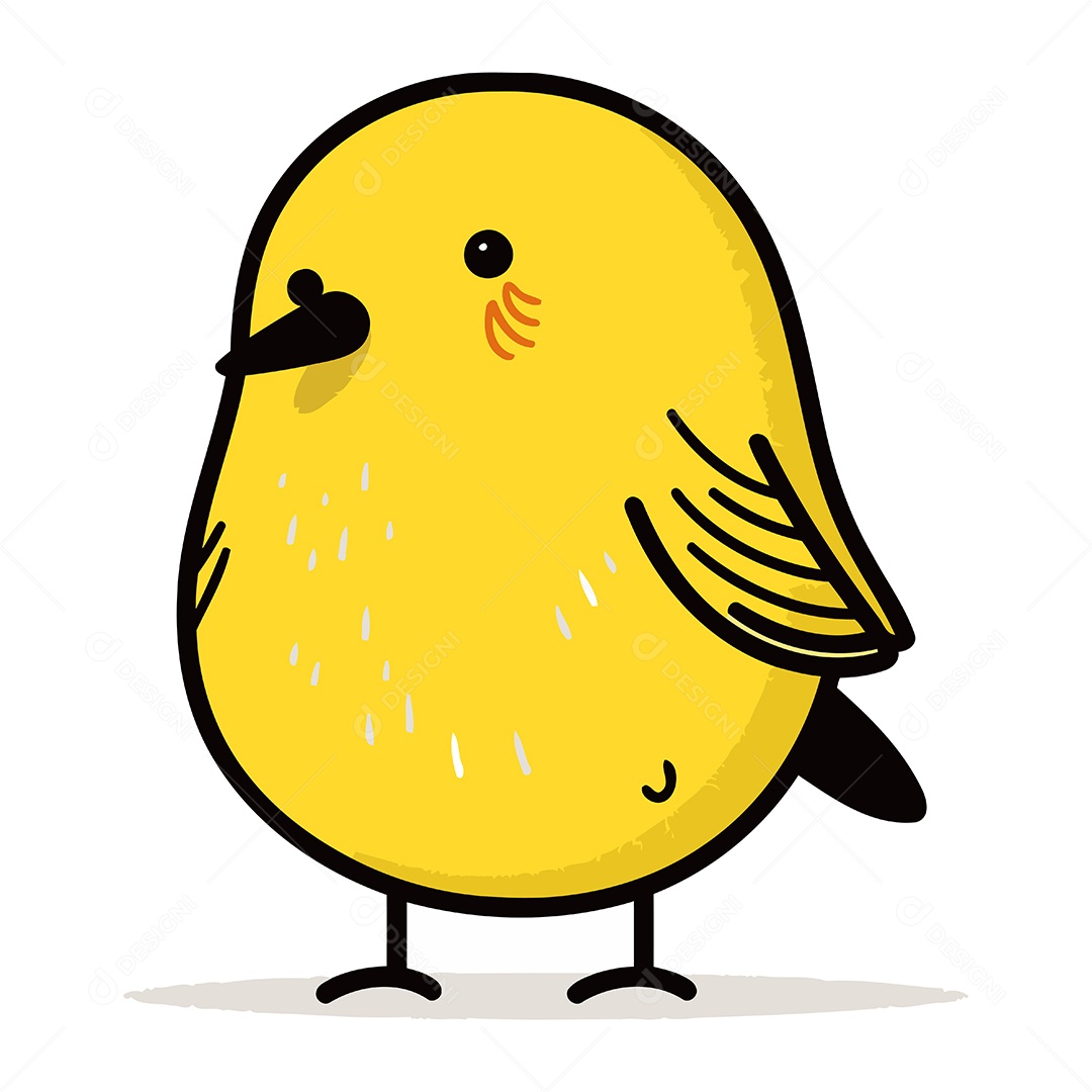 Passarinho Amarelo Fofo Ilustração Vetor EPS