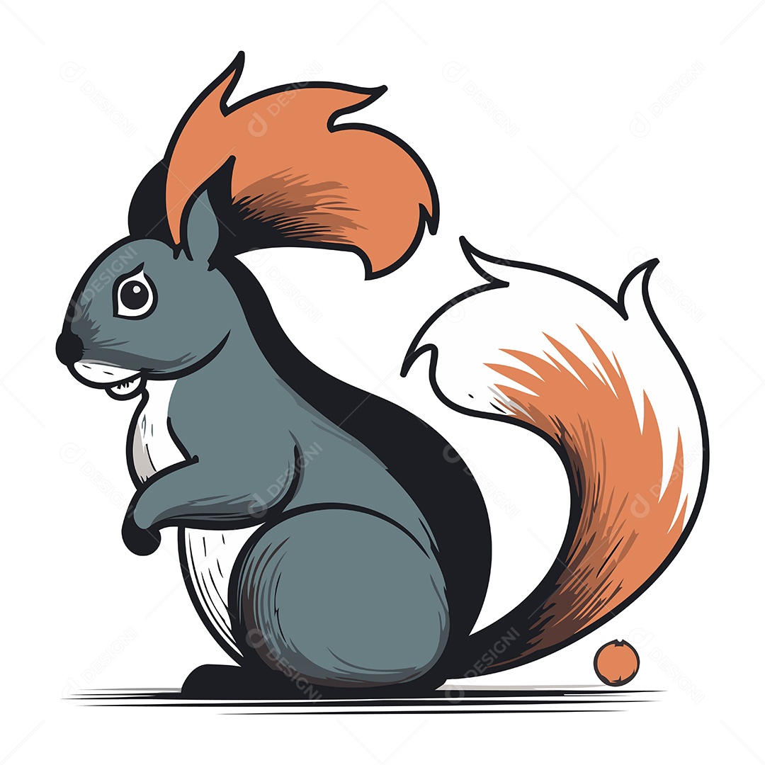 Esquilo de Desenho Animado Ilustração Vetor EPS