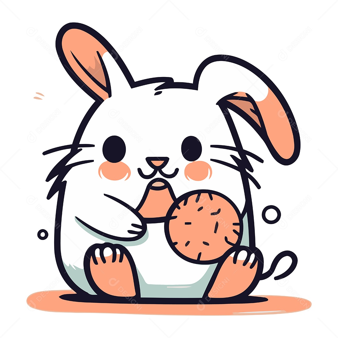 Coelho Fofo de Desenho Animado Ilustração Vetor EPS