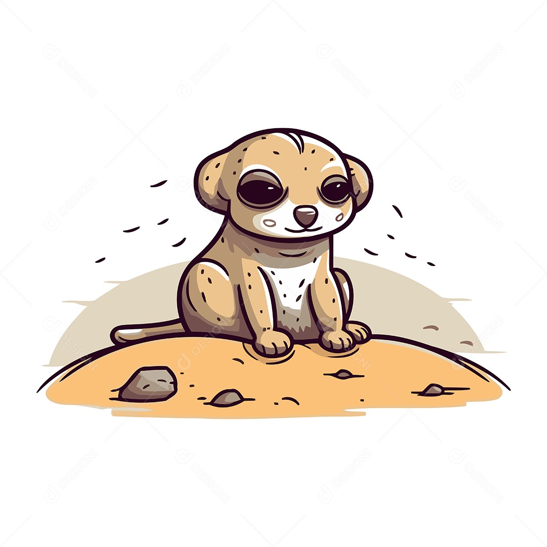 Suricato Fofo de Desenho Animado Ilustração Vetor EPS