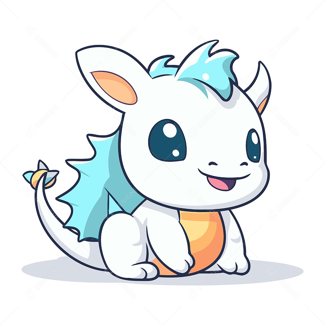 Dragão Fofo de Desenho Animado Ilustração Vetor EPS