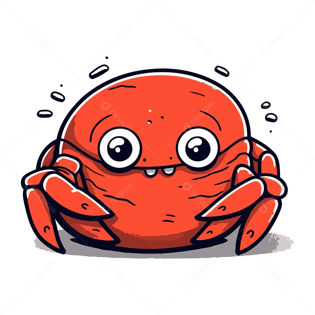 Caranguejo Fofo de Desenho Animado Ilustração Vetor EPS