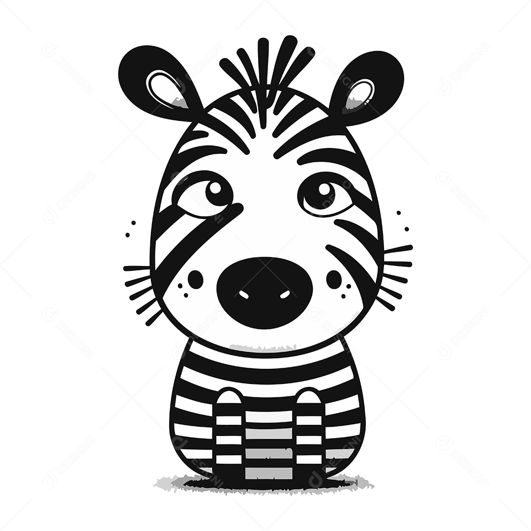 Zebra Fofa de Desenho Animado Ilustração Vetor EPS