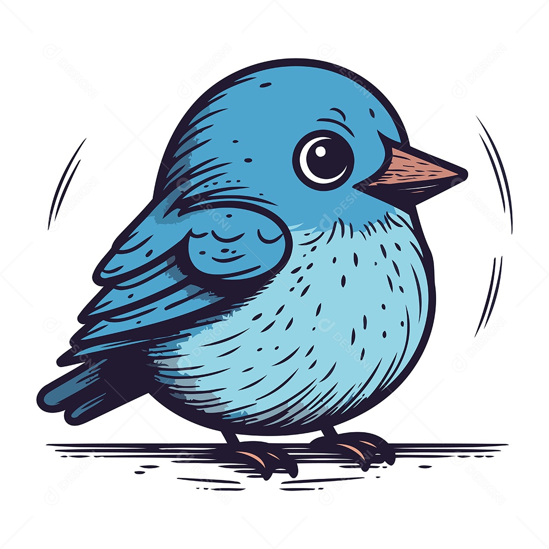 Pássaro Azul de Desenho Animado Ilustração Vetor EPS