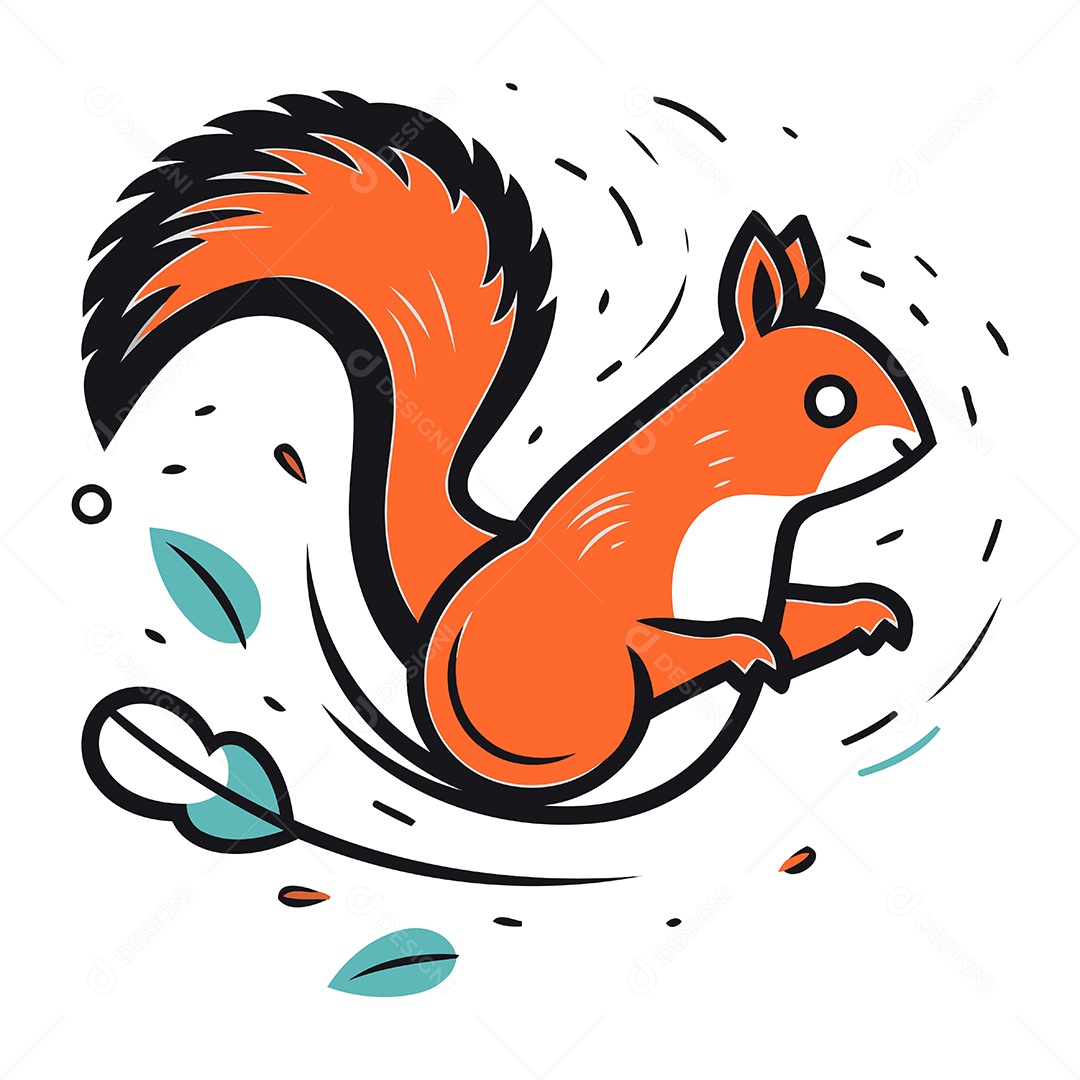 Esquilo de Desenho Animado Ilustração Vetor EPS