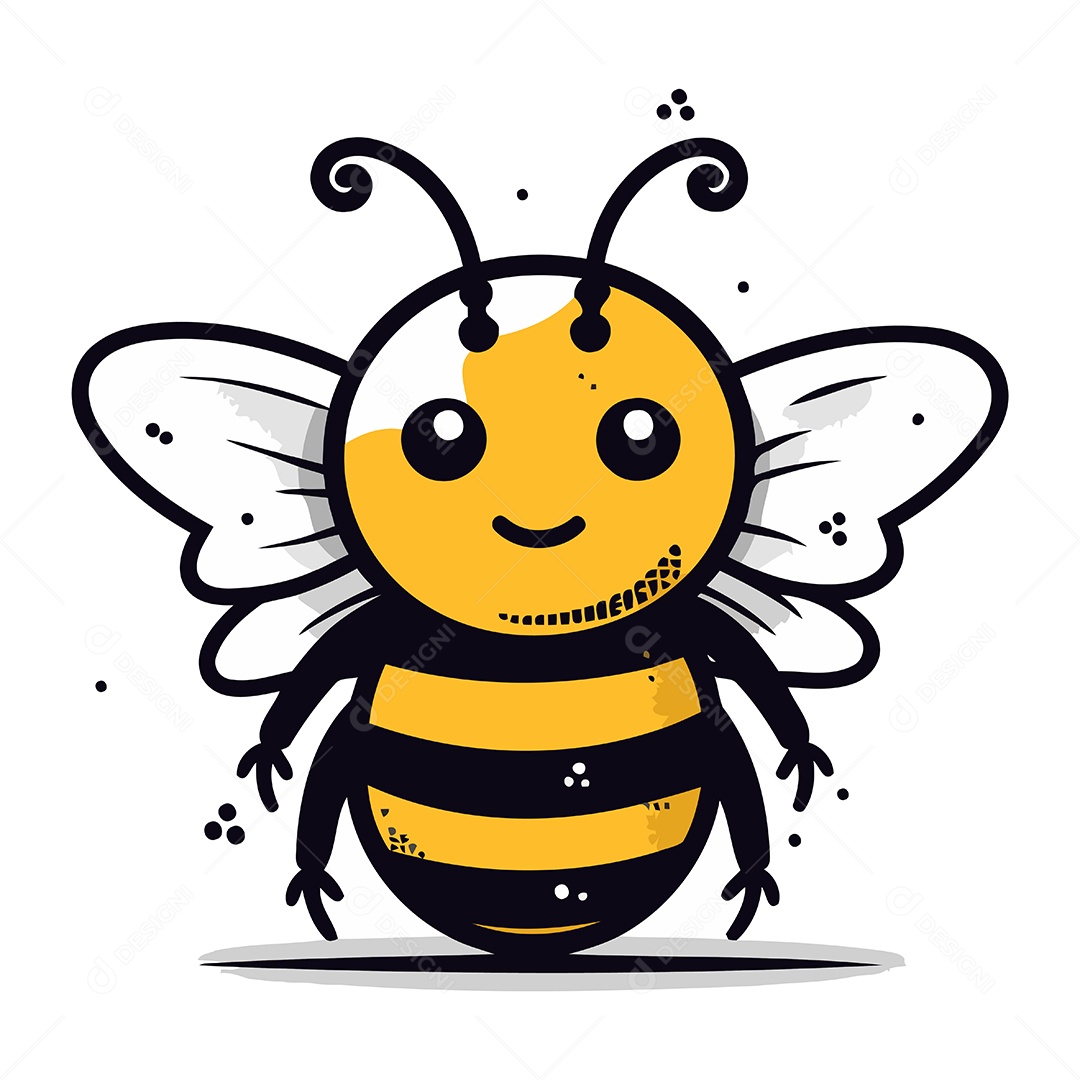 Abelha Fofa de Desenho Animado Ilustração Vetor EPS