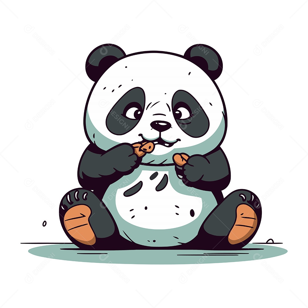 Panda Fofo de Desenho Animado Ilustração Vetor EPS