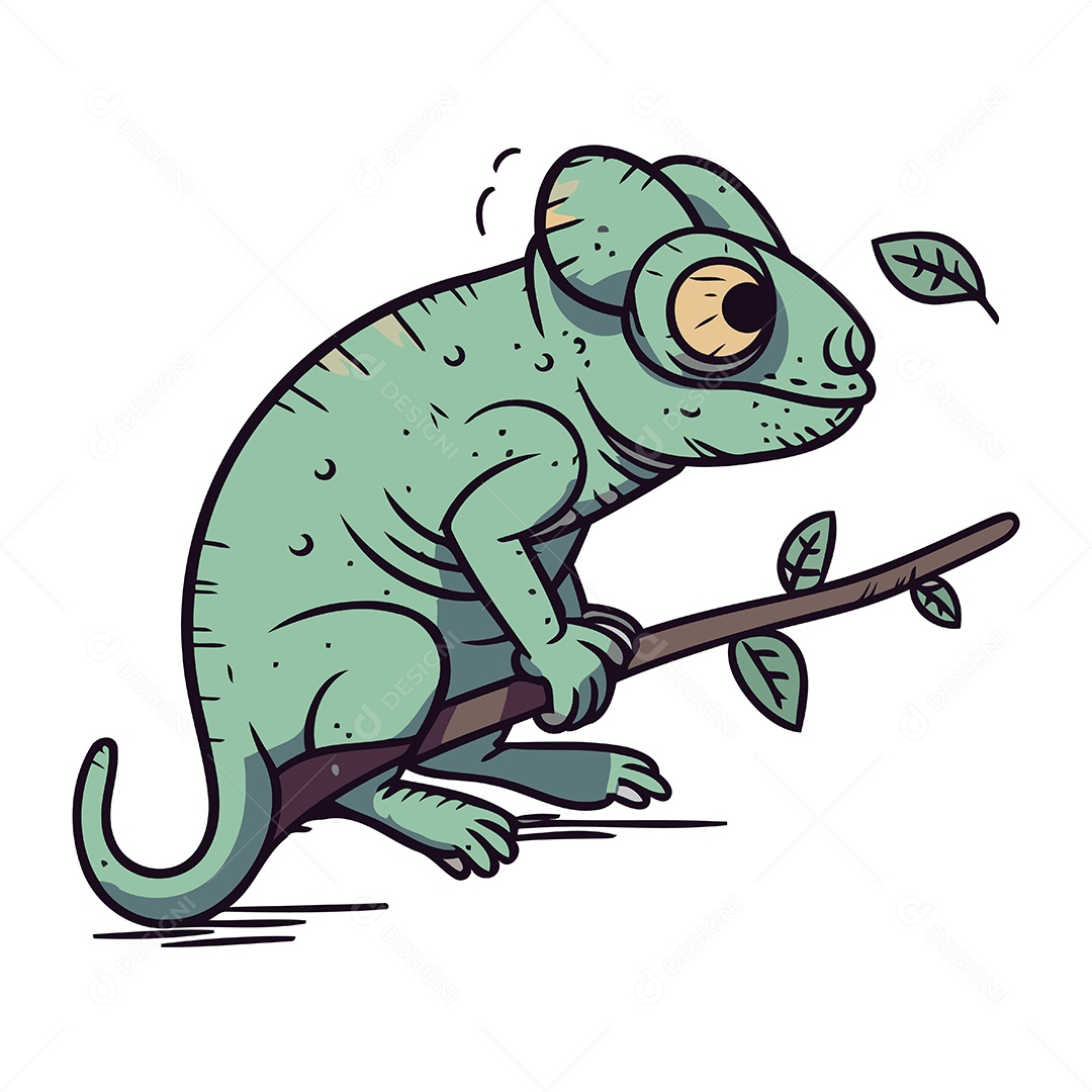 Camaleão de Desenho Animado Ilustração Vetor EPS