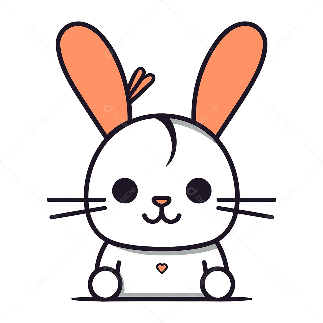 Coelho Fofo de Desenho Animado Ilustração Vetor EPS