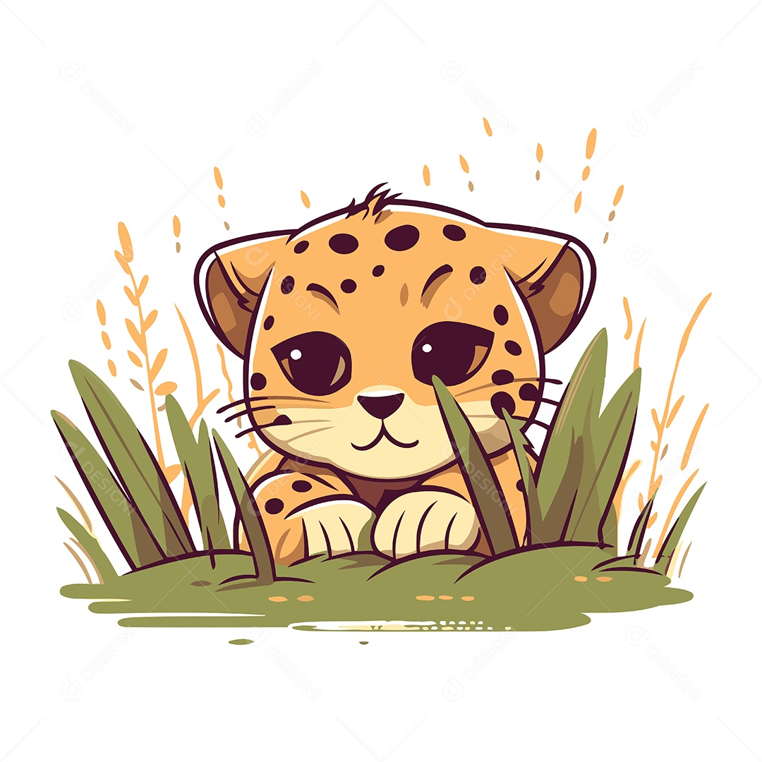Leopardo de Desenho Animado Ilustração Vetor EPS