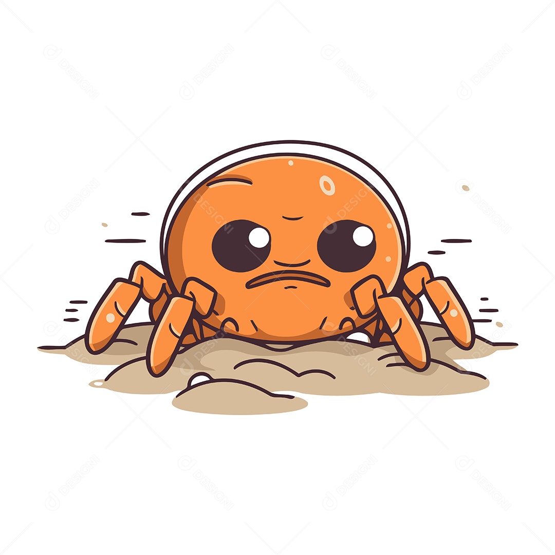 Caranguejo Fofo de Desenho Animado Ilustração Vetor EPS