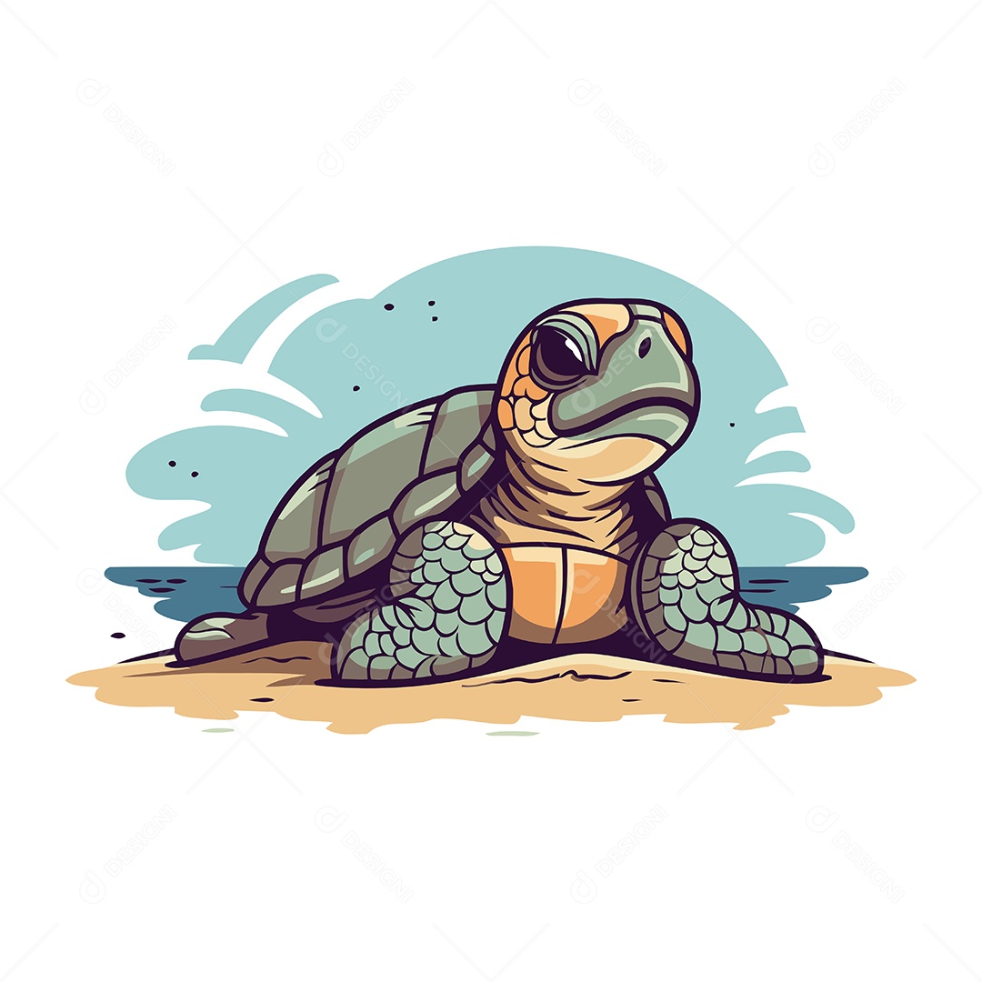 Tartaruga de Desenho Animado Ilustração Vetor EPS