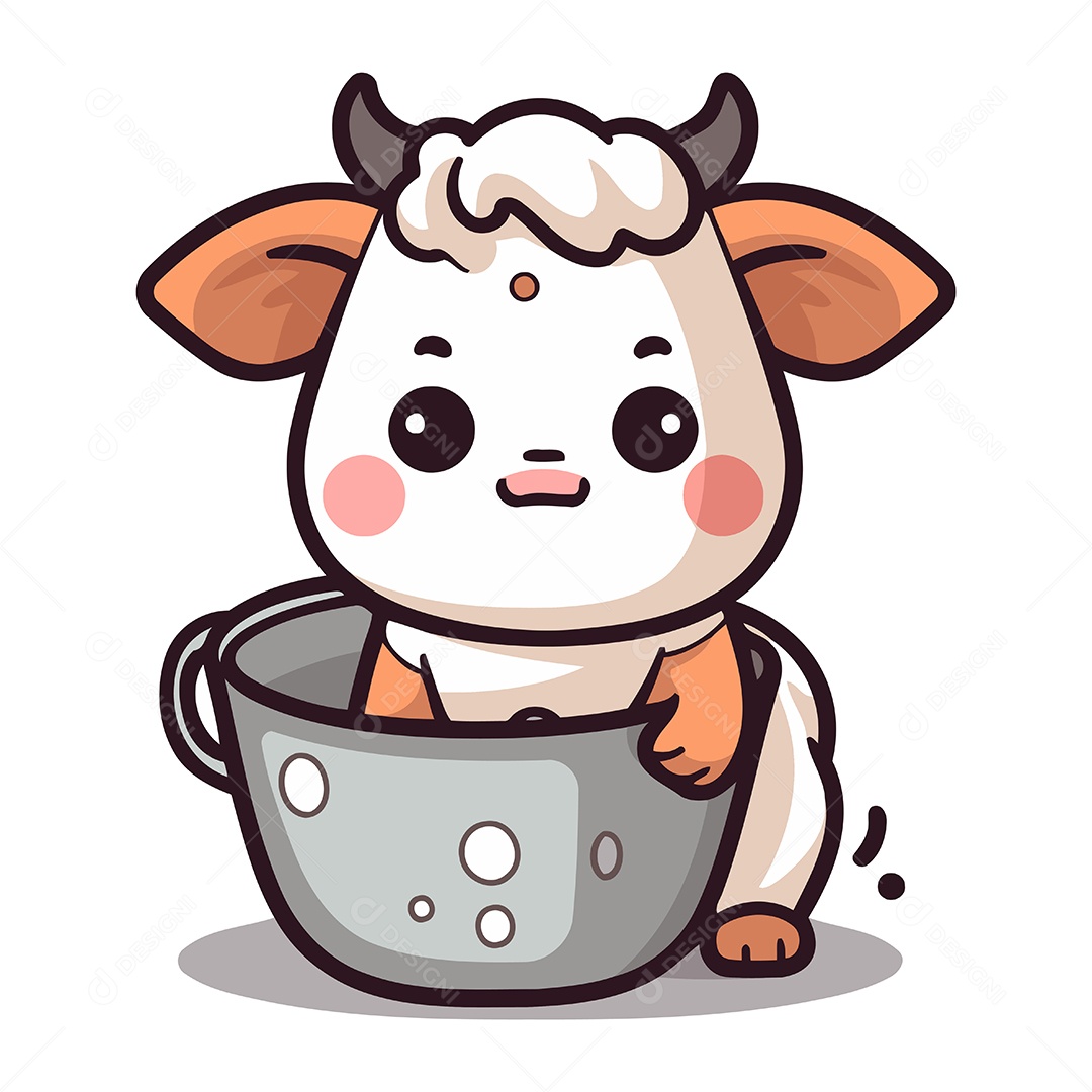 Vaca Fofa de Desenho Animado Ilustração Vetor EPS