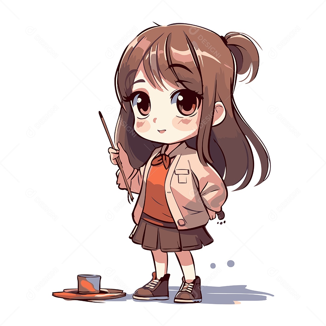 Menina Bonitinha de Desenho Animado Ilustração Vetor EPS