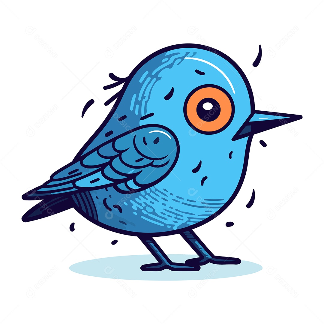 Pássaro Azul de Desenho Animado Ilustração Vetor EPS