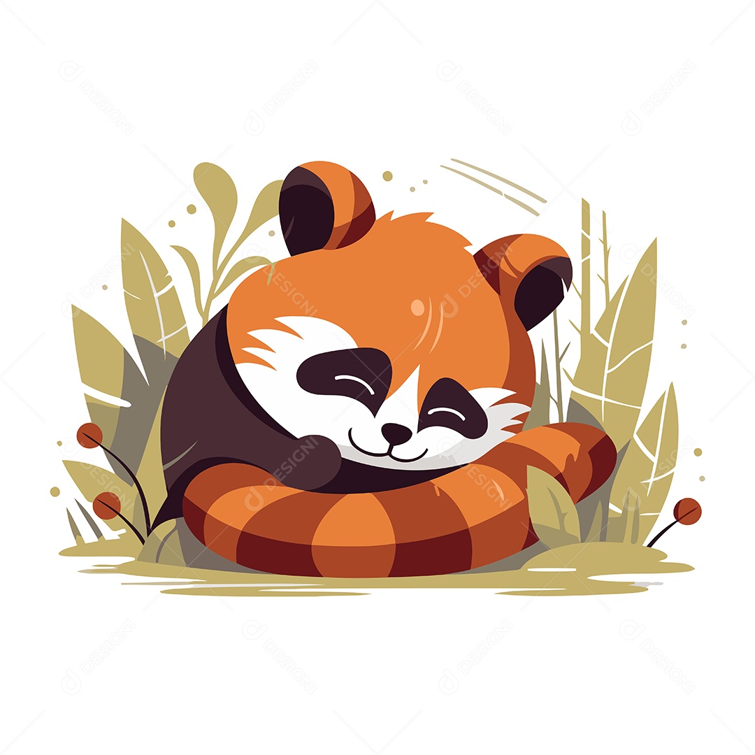 Panda Vermelho de Desenho Animado Ilustração Vetor EPS