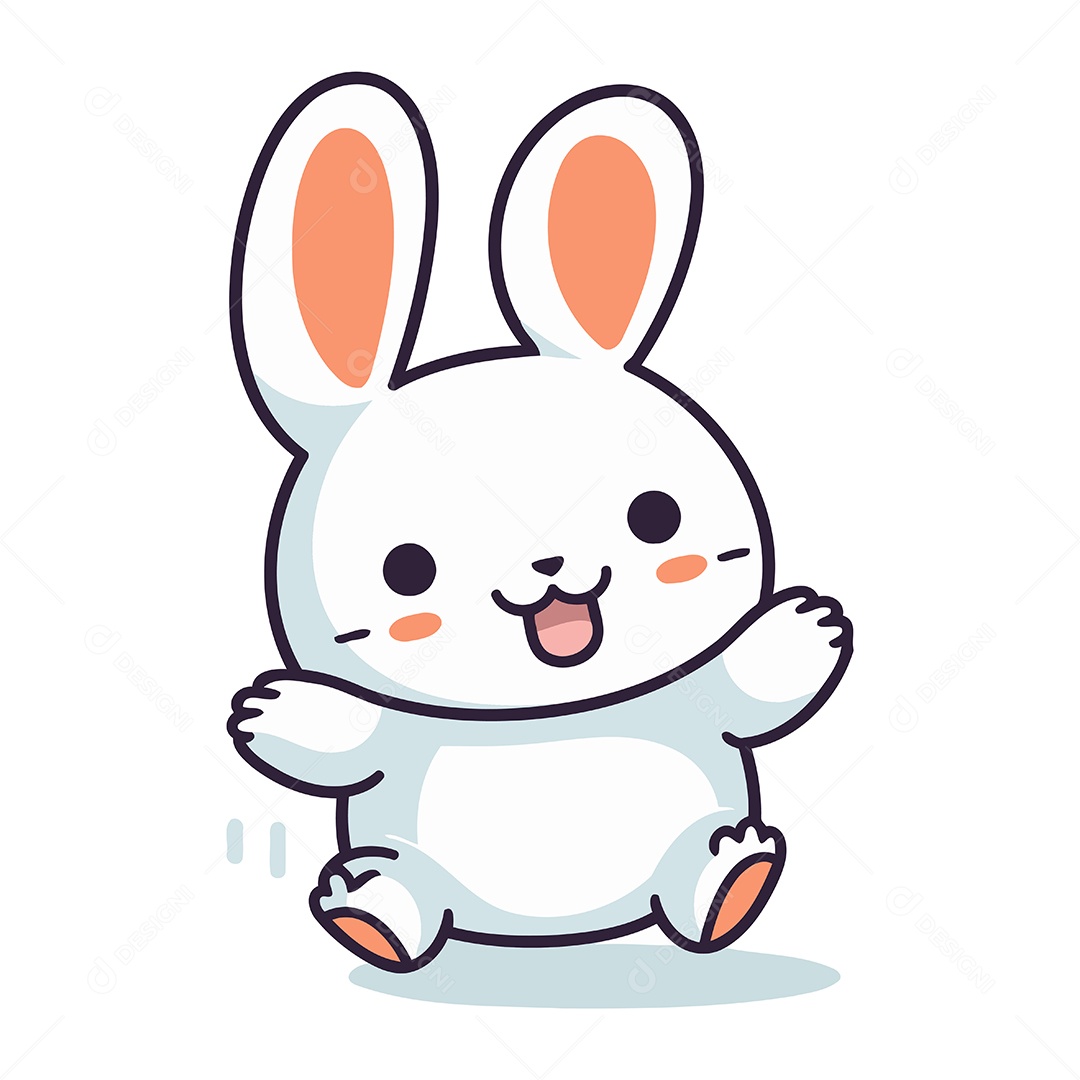 Coelho Fofo de Desenho Animado Ilustração Vetor EPS