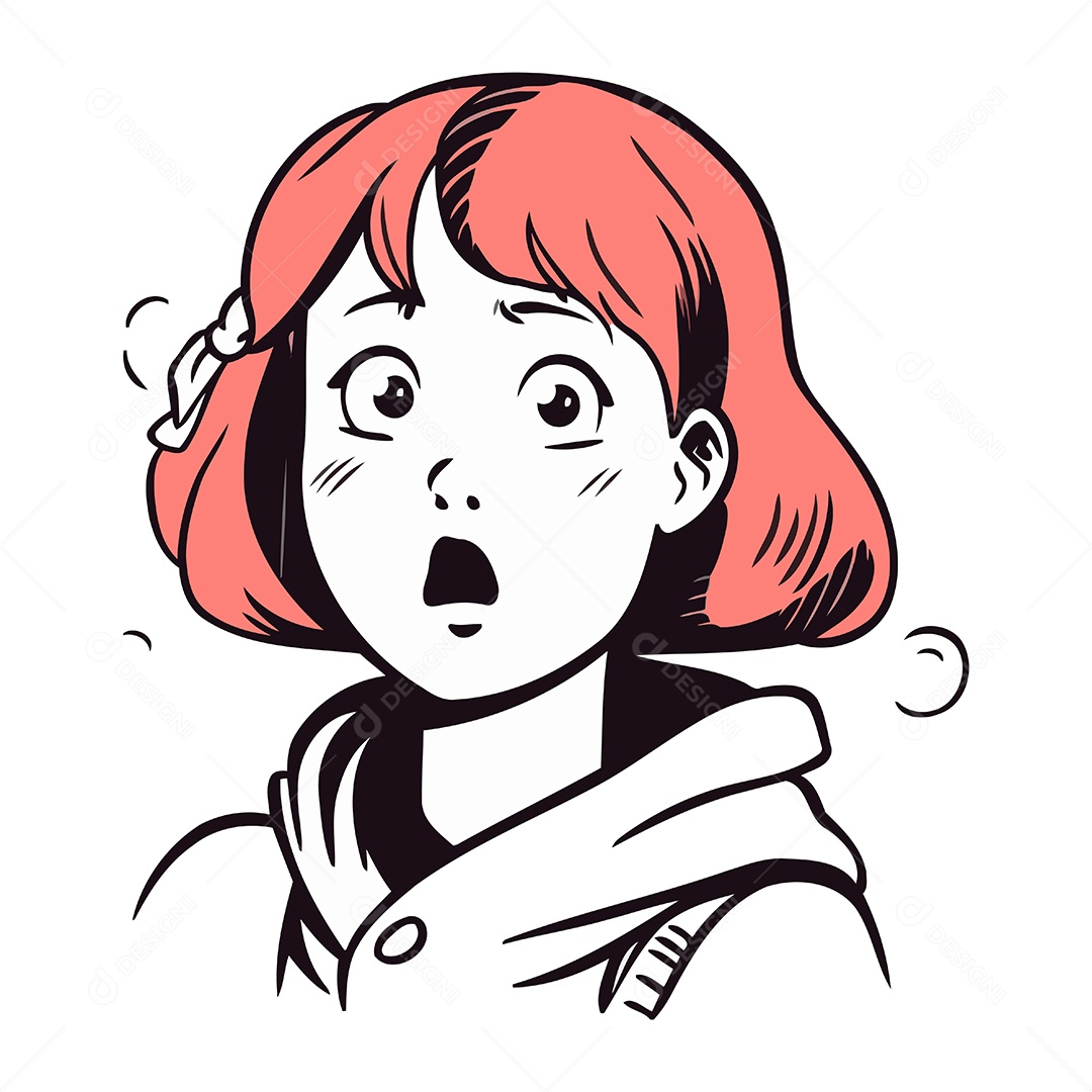 Mulher Surpresa de Desenho Animado Ilustração Vetor EPS