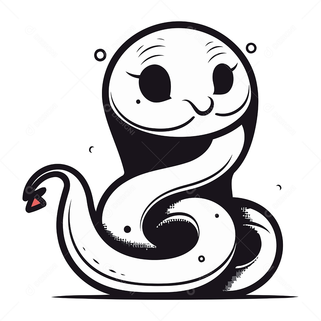 Cobra Fofa de Desenho Animado Ilustração Vetor EPS