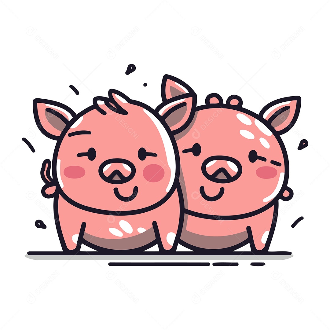 Porcos de Desenho Animado Ilustração Vetor EPS