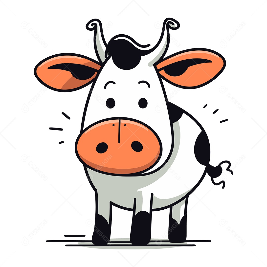 Vaca Fofa de Desenho Animado Ilustração Vetor EPS
