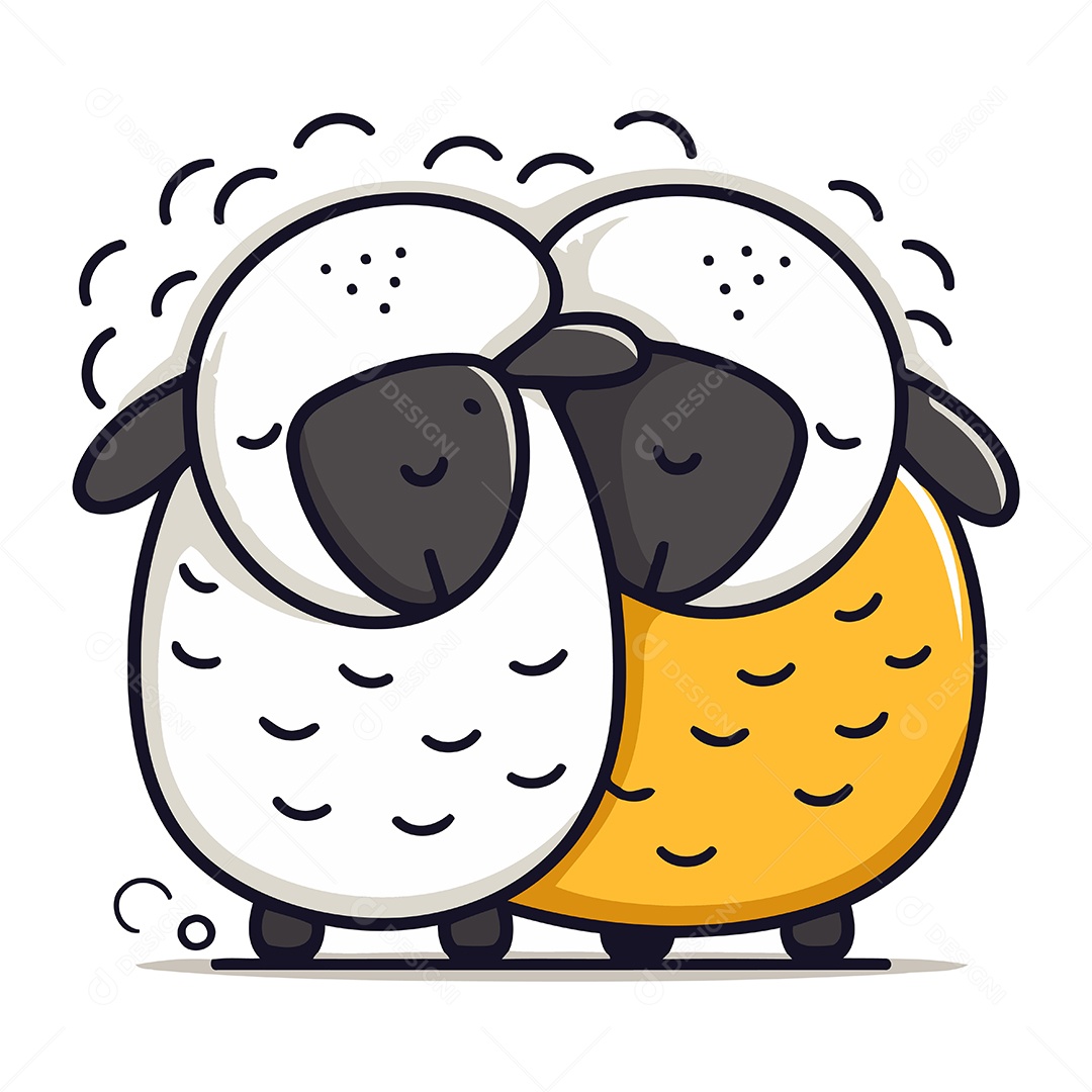 Ovelhas de Desenho Animado Ilustração Vetor EPS