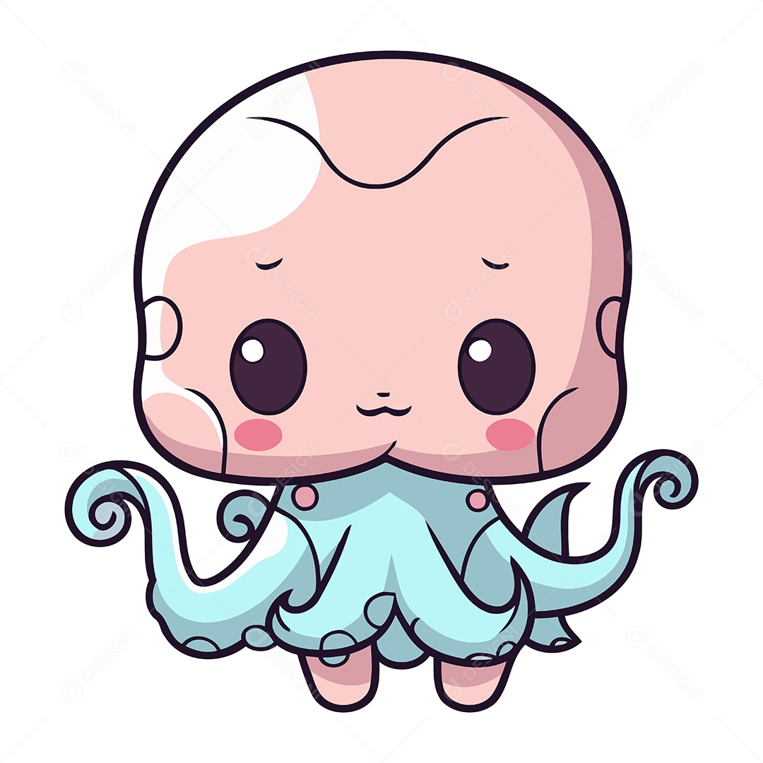 Polvo Fofo de Desenho Animado Ilustração Vetor EPS