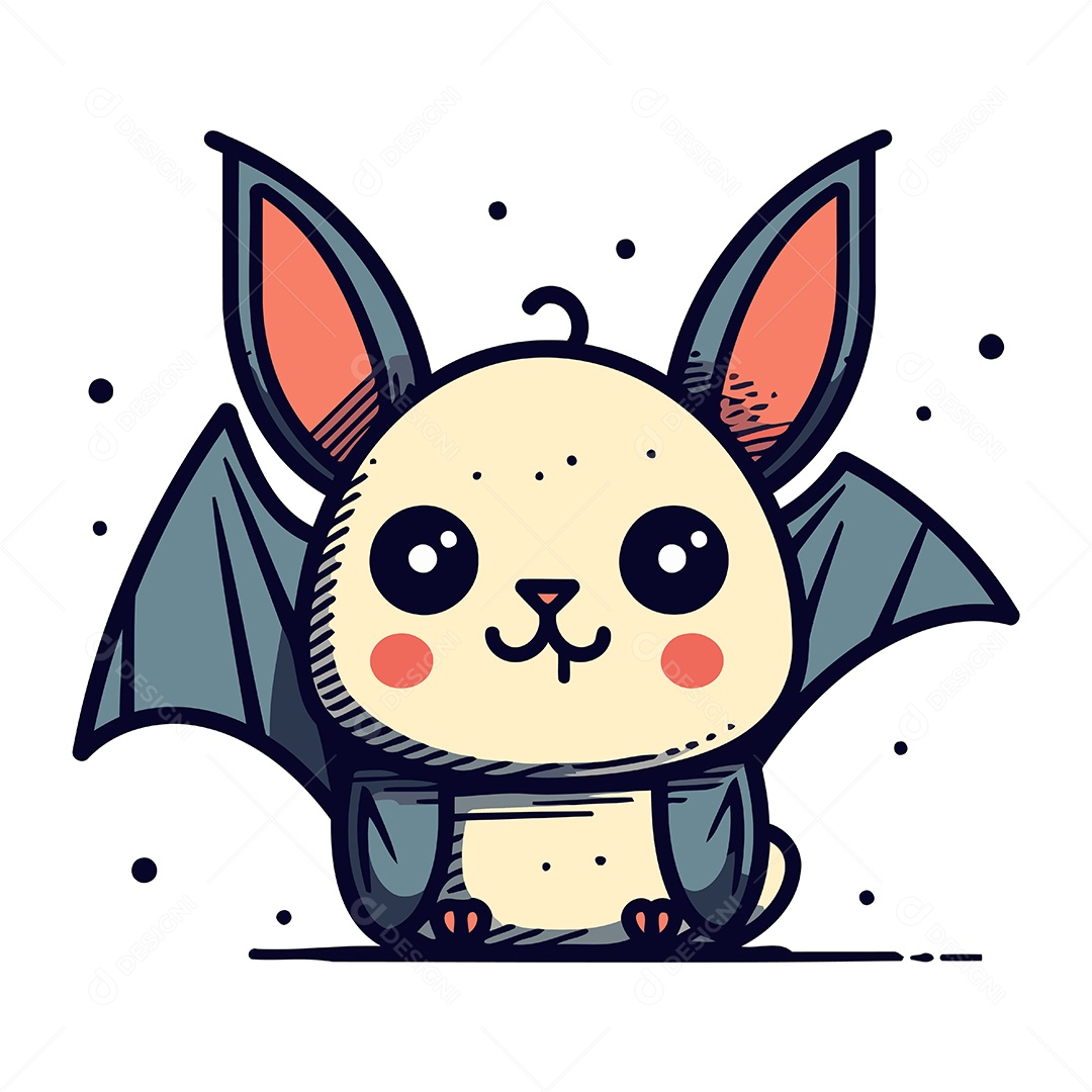 Morcego Fofo de Desenho Animado Ilustração Vetor EPS