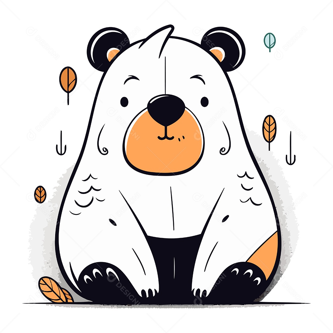 Urso Fofo de Desenho Animado Ilustração Vetor EPS
