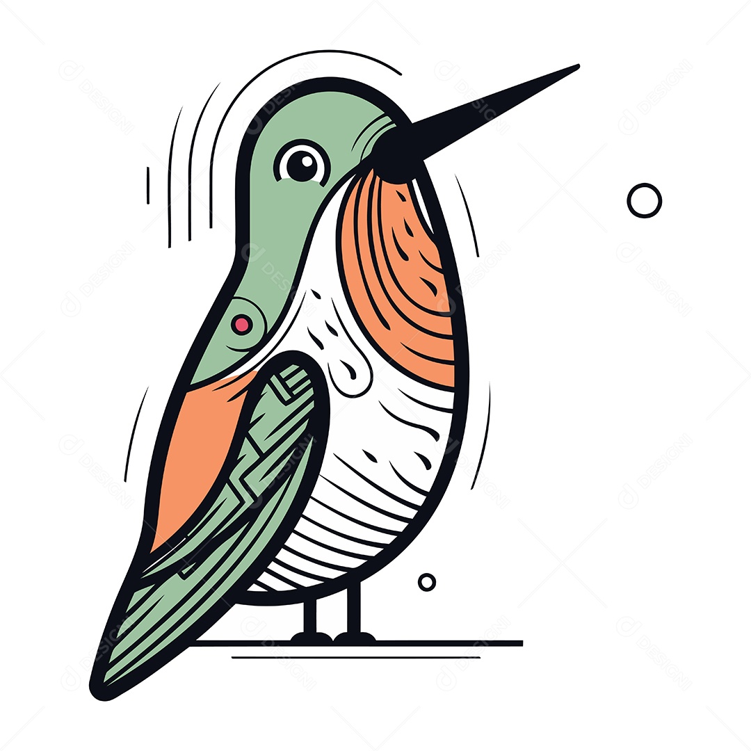 Beija Flor de Desenho Animado Ilustração Vetor EPS