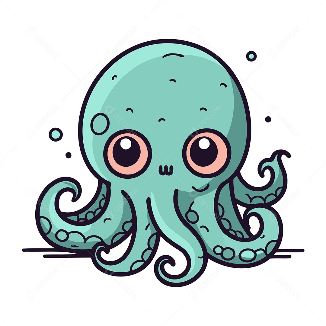 Polvo Fofo de Desenho Animado Ilustração Vetor EPS