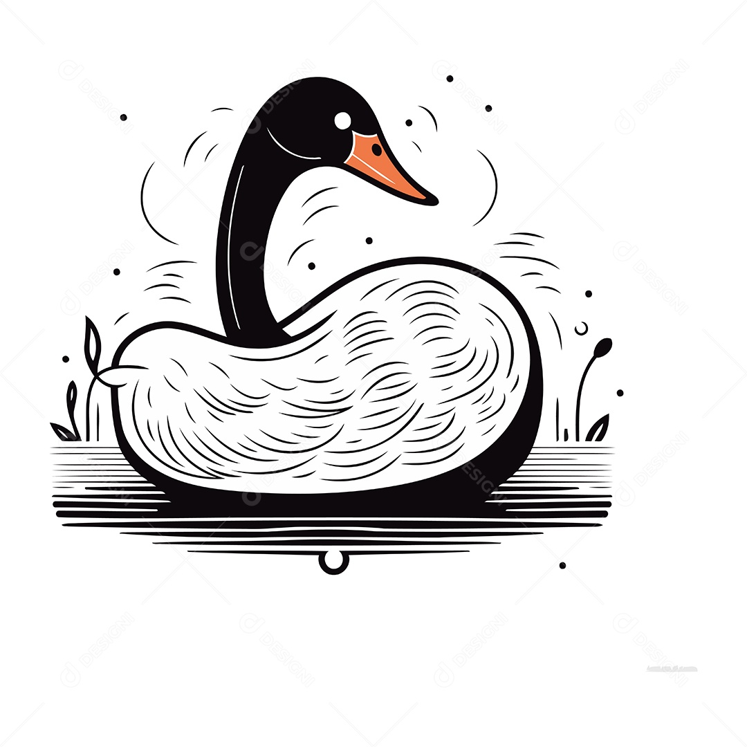 Cisne de Desenho Animado Ilustração Vetor EPS