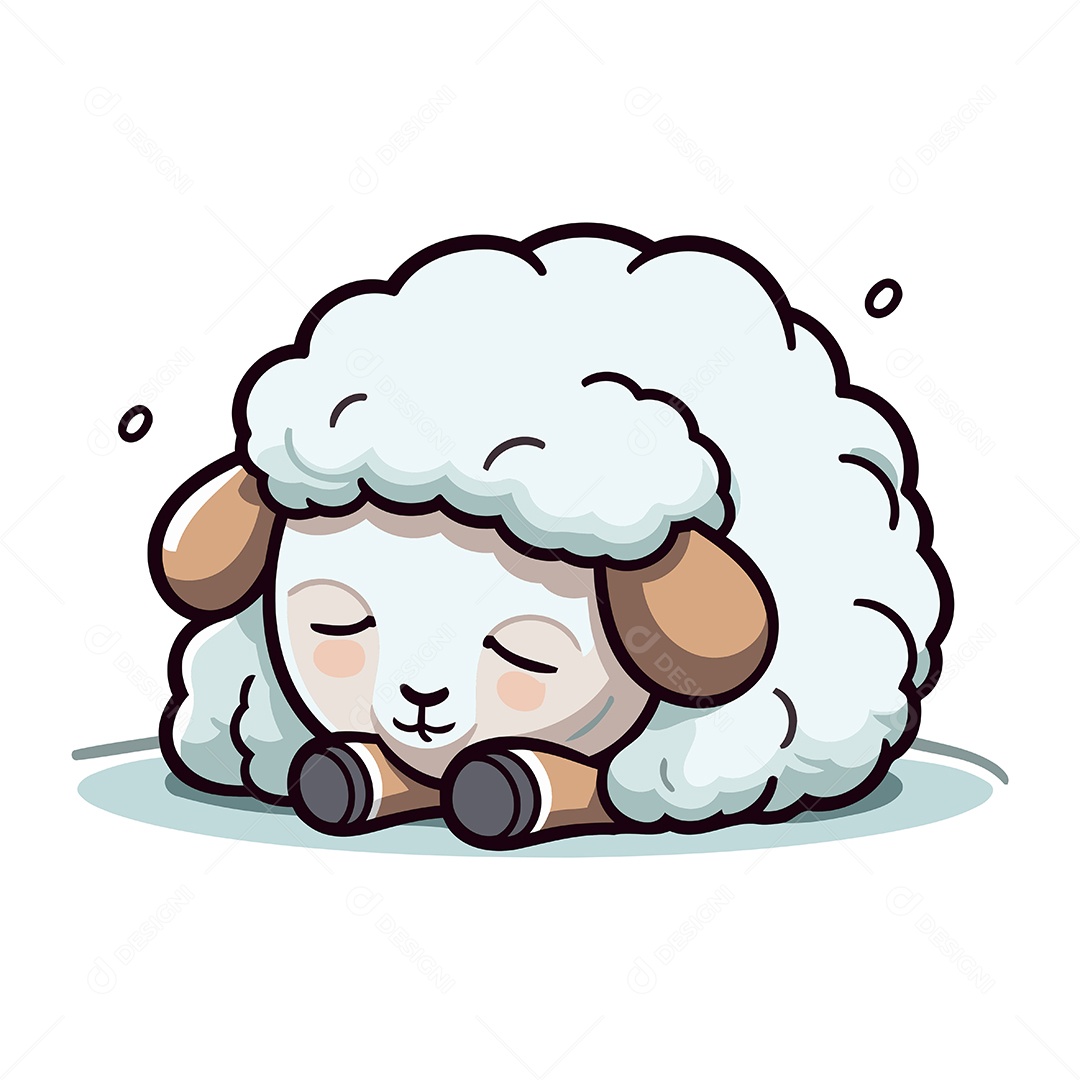 Ovelha Fofa de Desenho Animado Ilustração Vetor EPS