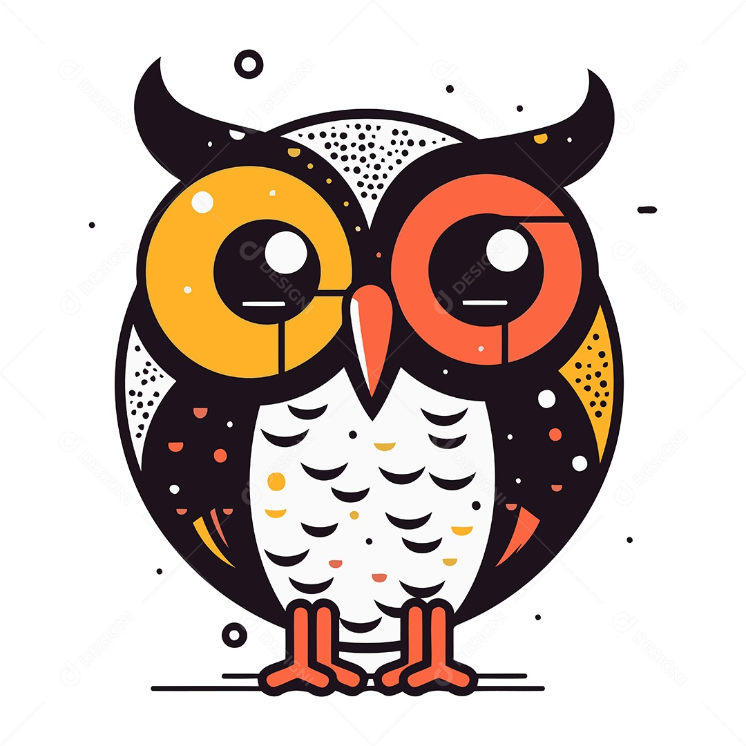 Coruja de Desenho Animado Fofa Ilustração Vetor EPS