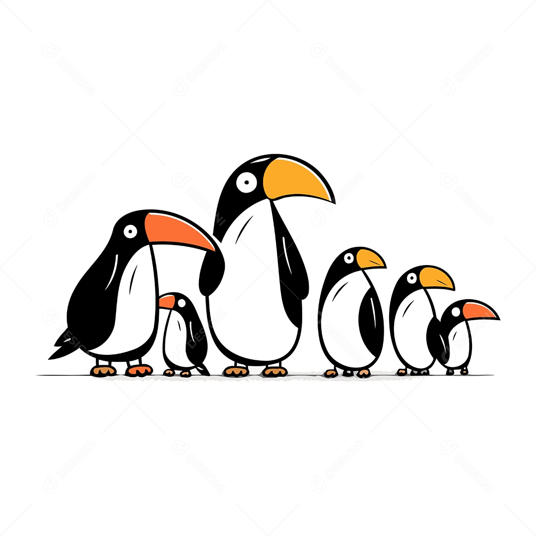 Pinguins de Desenho Animado Ilustração Vetor EPS