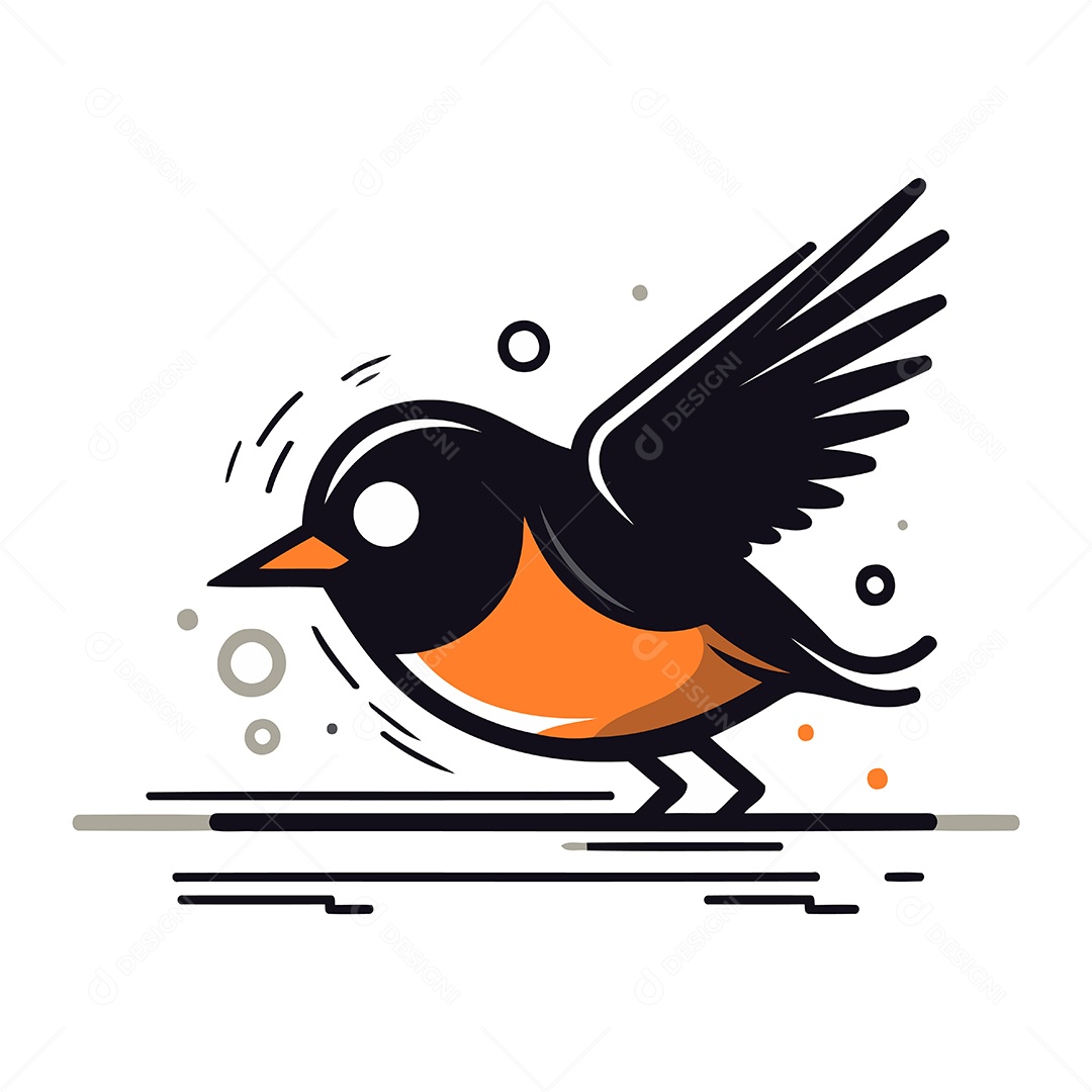 Pássaro Voando de Desenho Animado Ilustração Vetor EPS