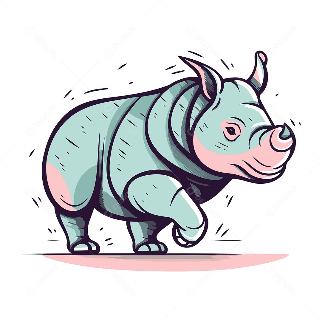 Rinoceronte de Desenho Animado Ilustração Vetor EPS