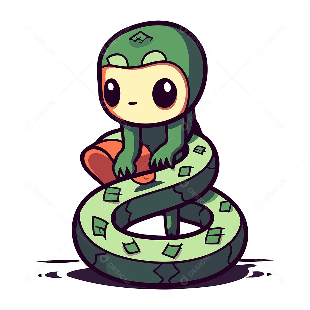 Cobra Fofa de Desenho Animado Ilustração Vetor EPS