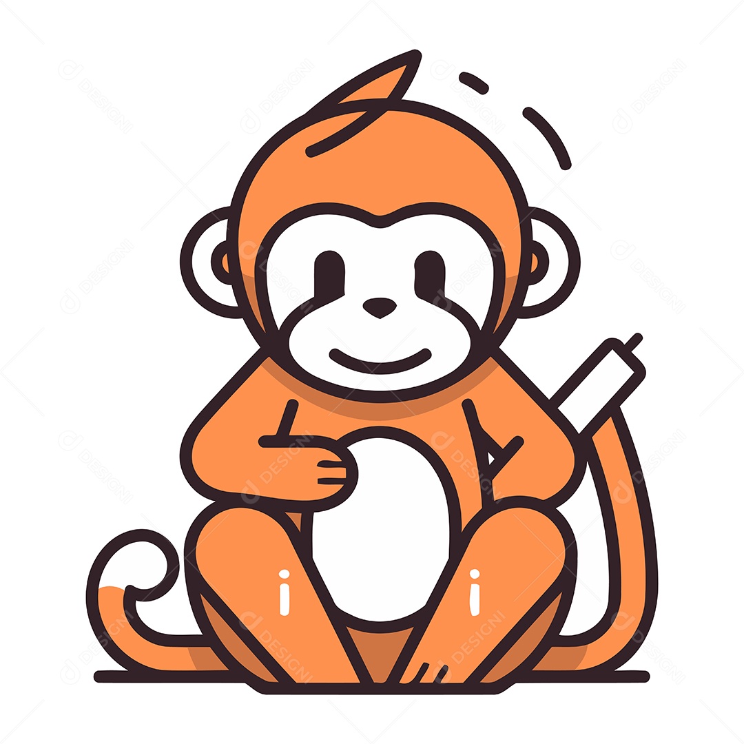 Macaco Fofo de Desenho Animado Ilustração Vetor EPS