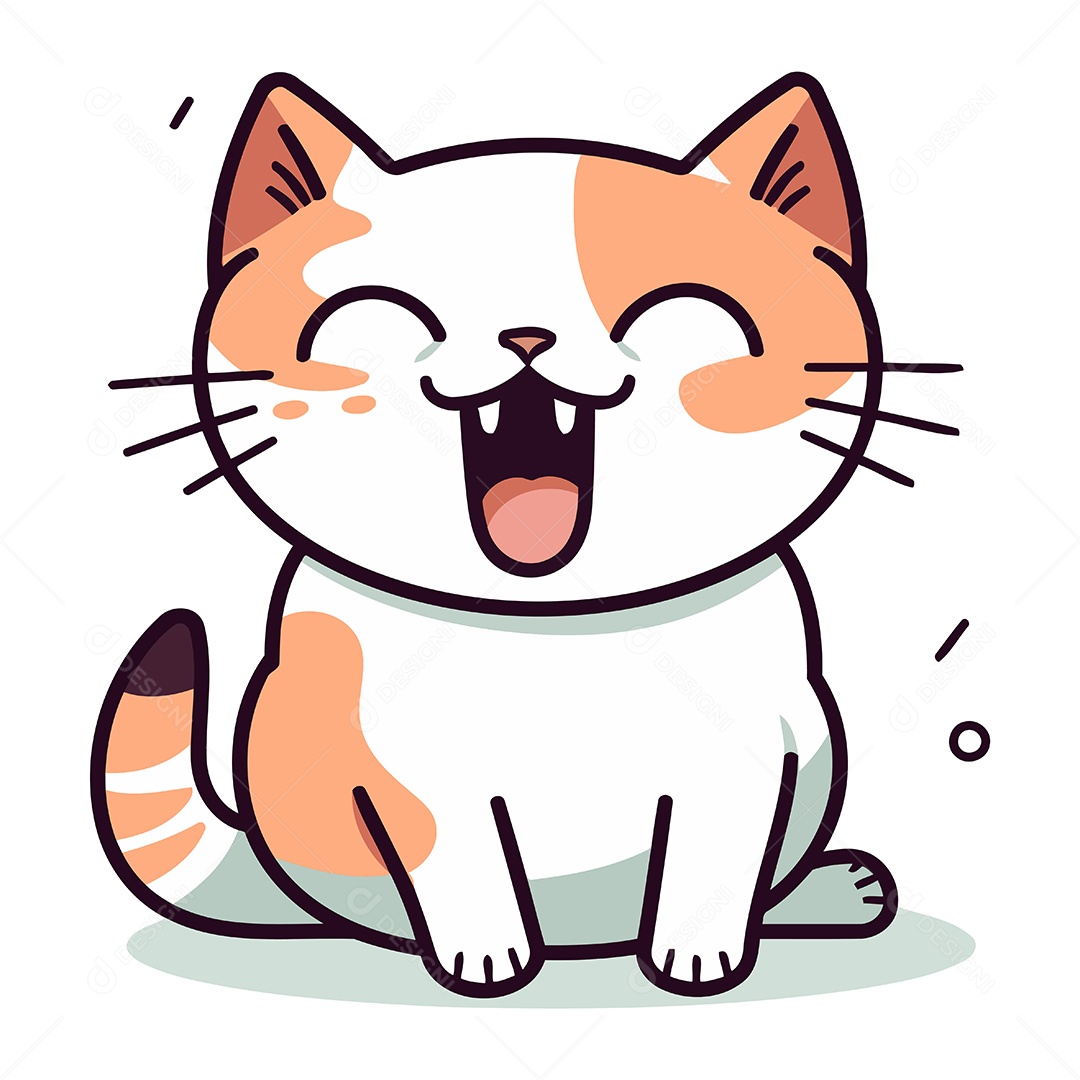 Gato Fofo de Desenho Animado Ilustração Vetor EPS