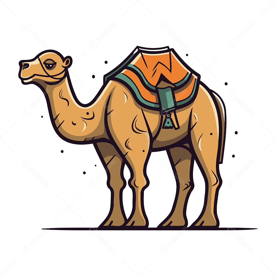Camelo de Desenho Animado Ilustração Vetor EPS