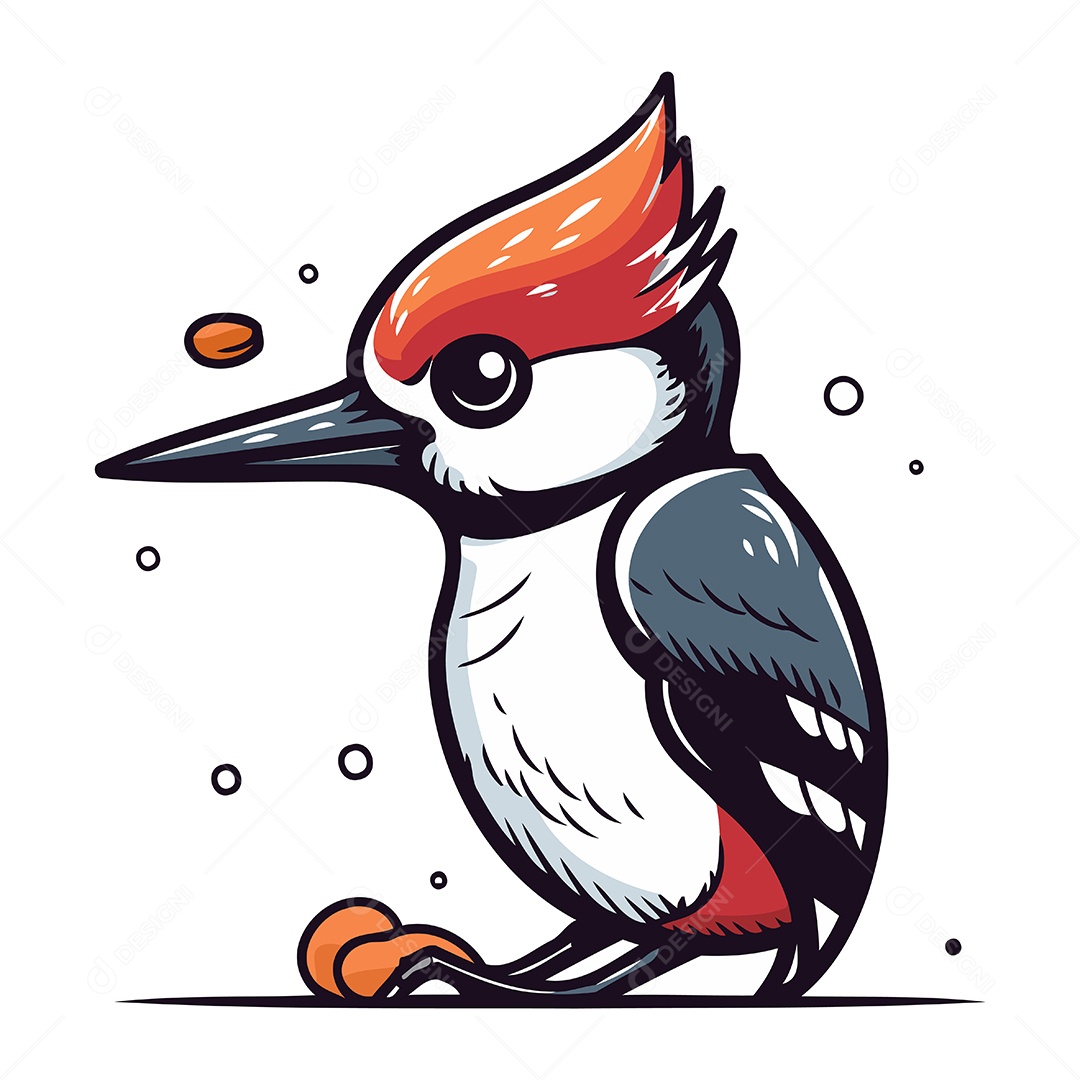 Pica Pau Fofo de Desenho Animado Ilustração Vetor EPS