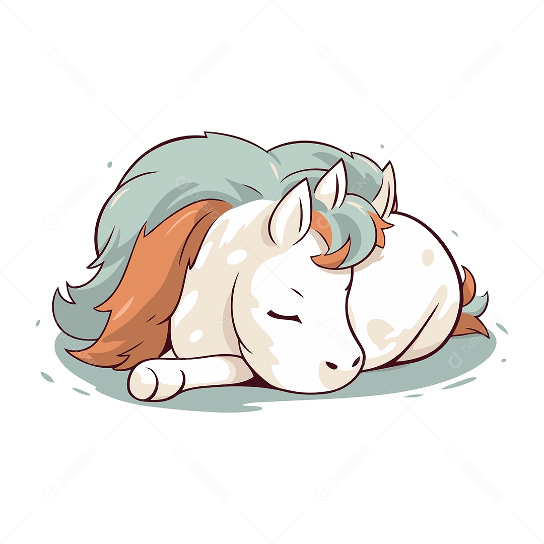 Cavalo Dormindo Desenho Animado Ilustração Vetor EPS