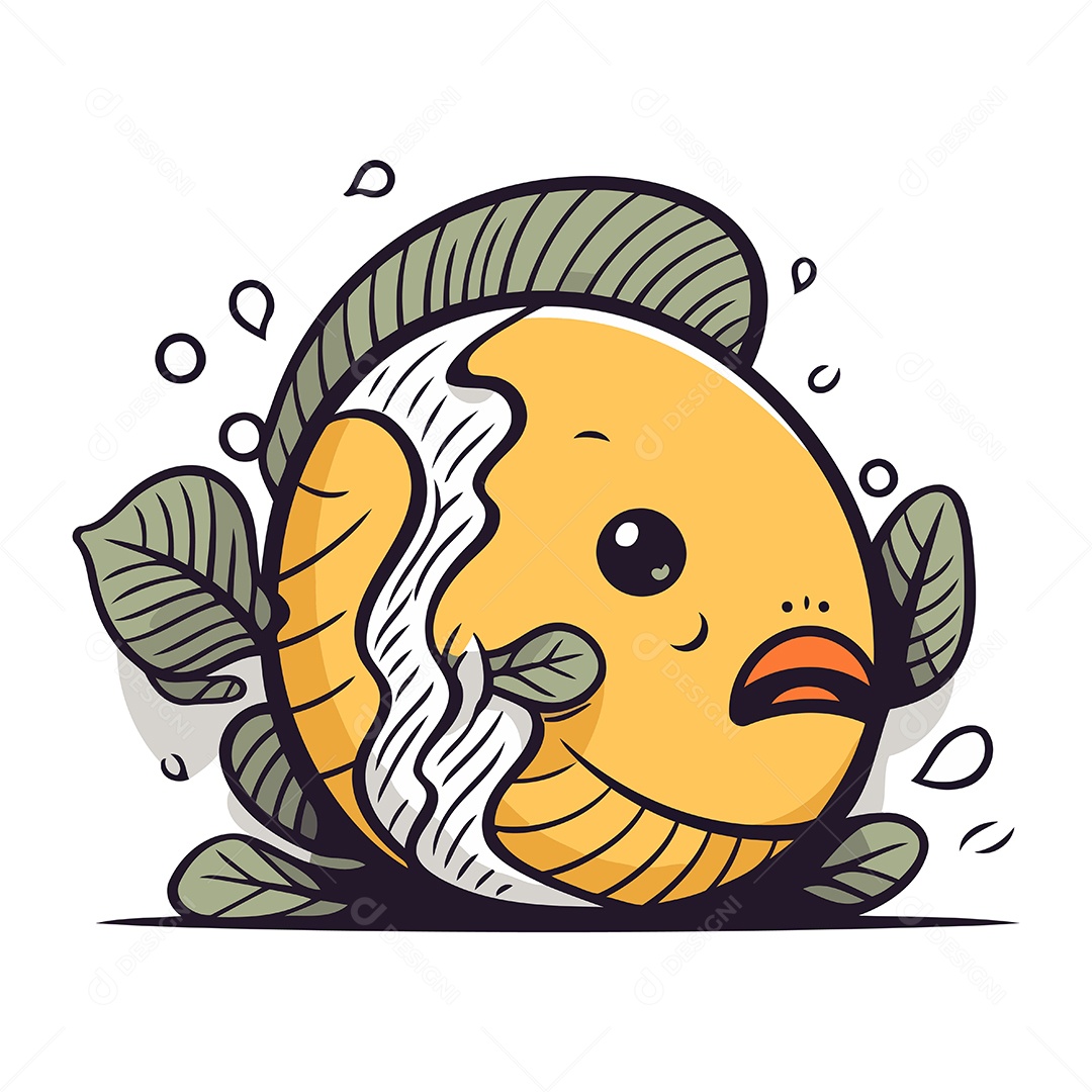 Peixe Fofo de Desenho Animado Ilustração Vetor EPS