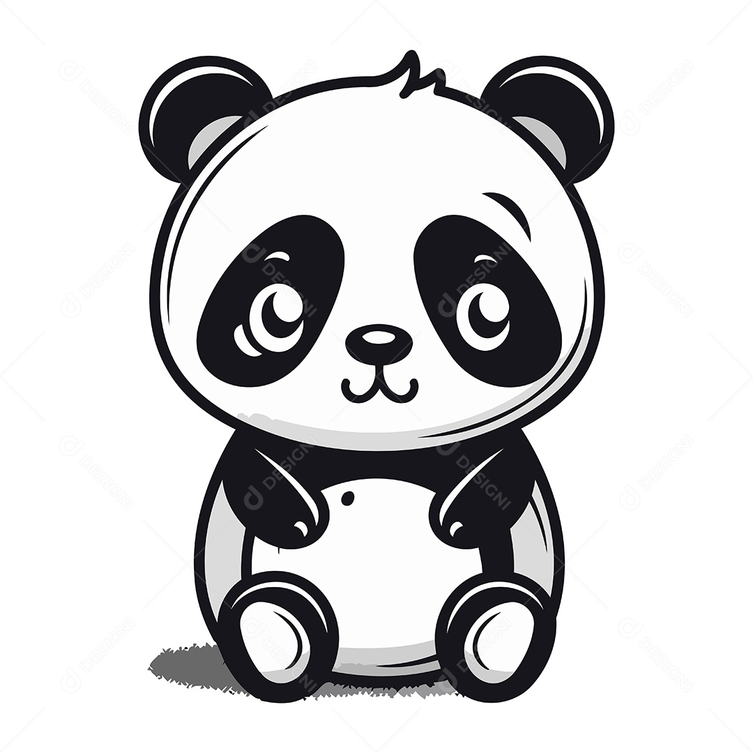 Urso Panda Fofo de Desenho Animado Ilustração Vetor EPS