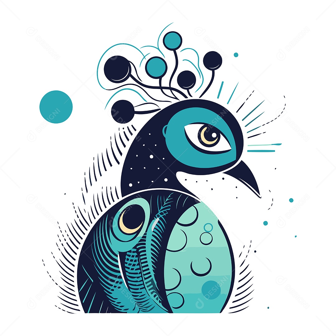 Pavão de Desenho Animado Ilustração Vetor EPS