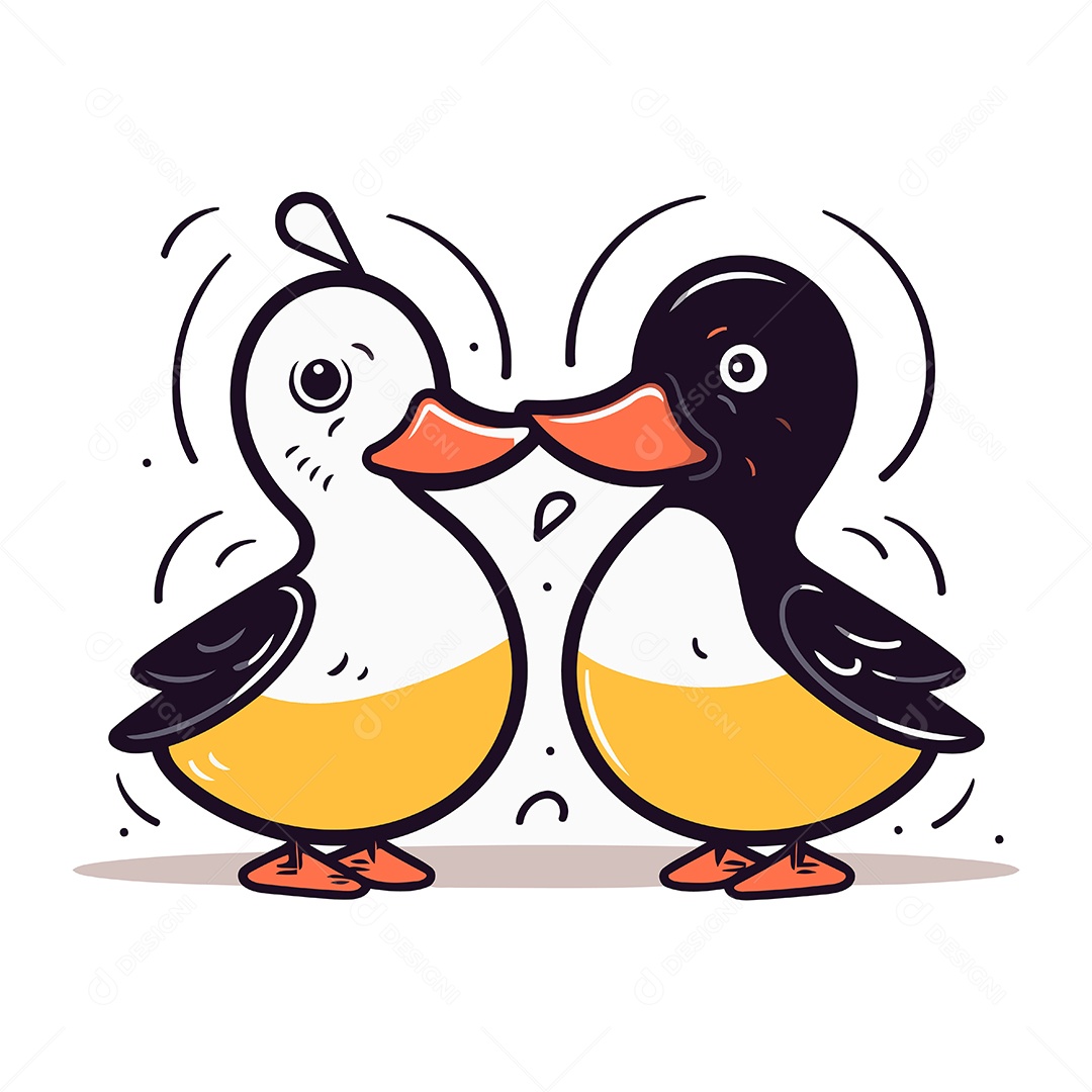 Lindo Casal de Patos Ilustração Vetor EPS