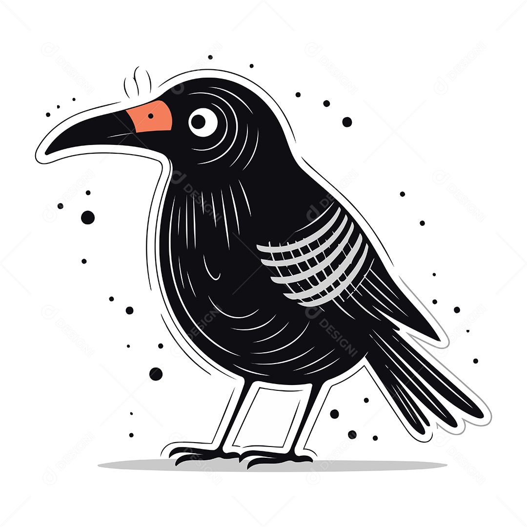 Corvo Preto de Desenho Animado Ilustração Vetor EPS