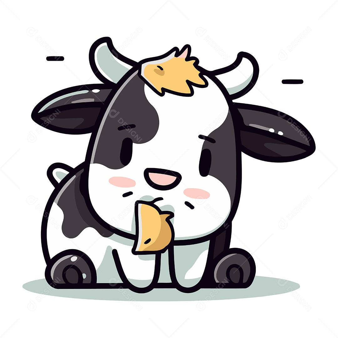Vaca Fofa de Desenho Animado Ilustração Vetor EPS